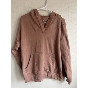 Aerie Happy Henley Pullover Hoodie Brown Women’s XS